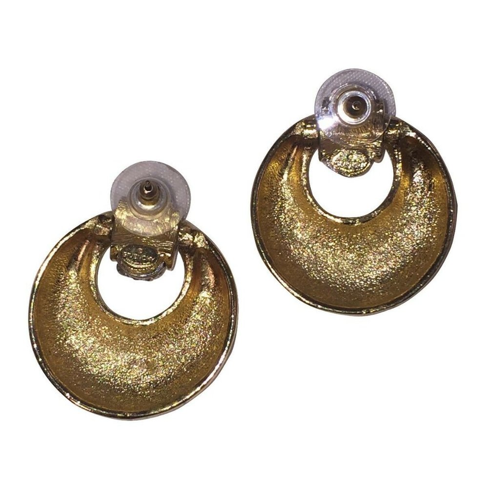 Givenchy Rhinestone Dangle Hoop Earrings - Picture 2 of 4